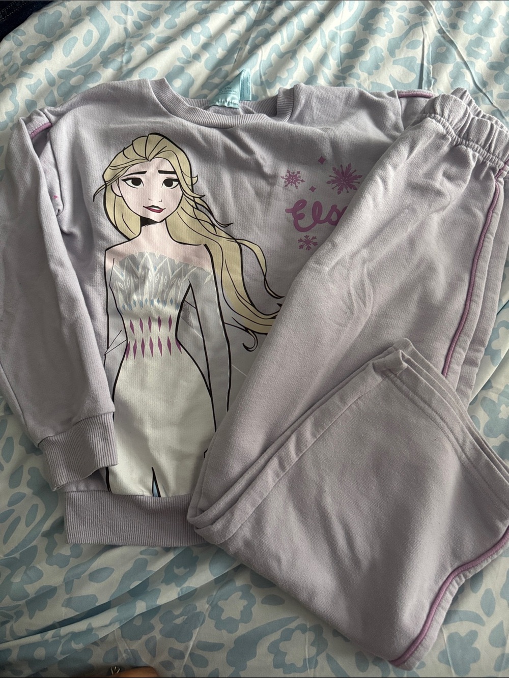 Girls' Light Purple Elsa Graphic Set wide leg